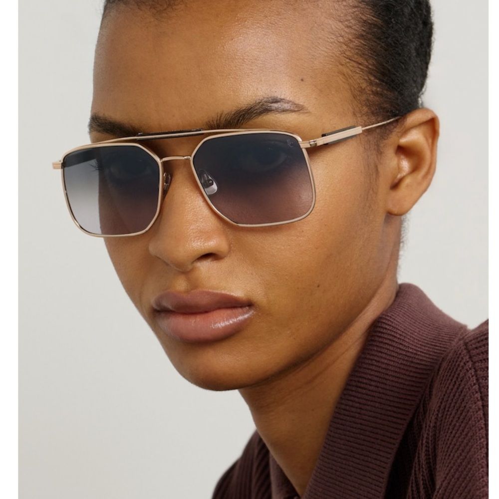 Brunello Cucinelli Aviator Style Gold Tone Sunglasses